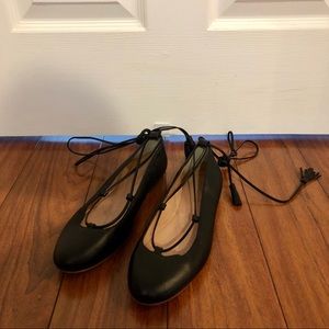 Madewell black lace-up ballet flats